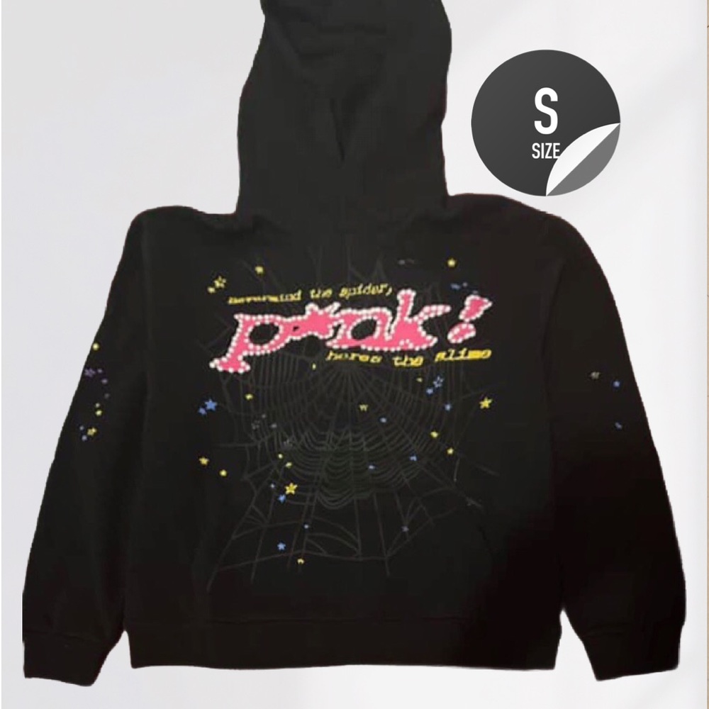 Spyder Black Hoodie with Pink Logo